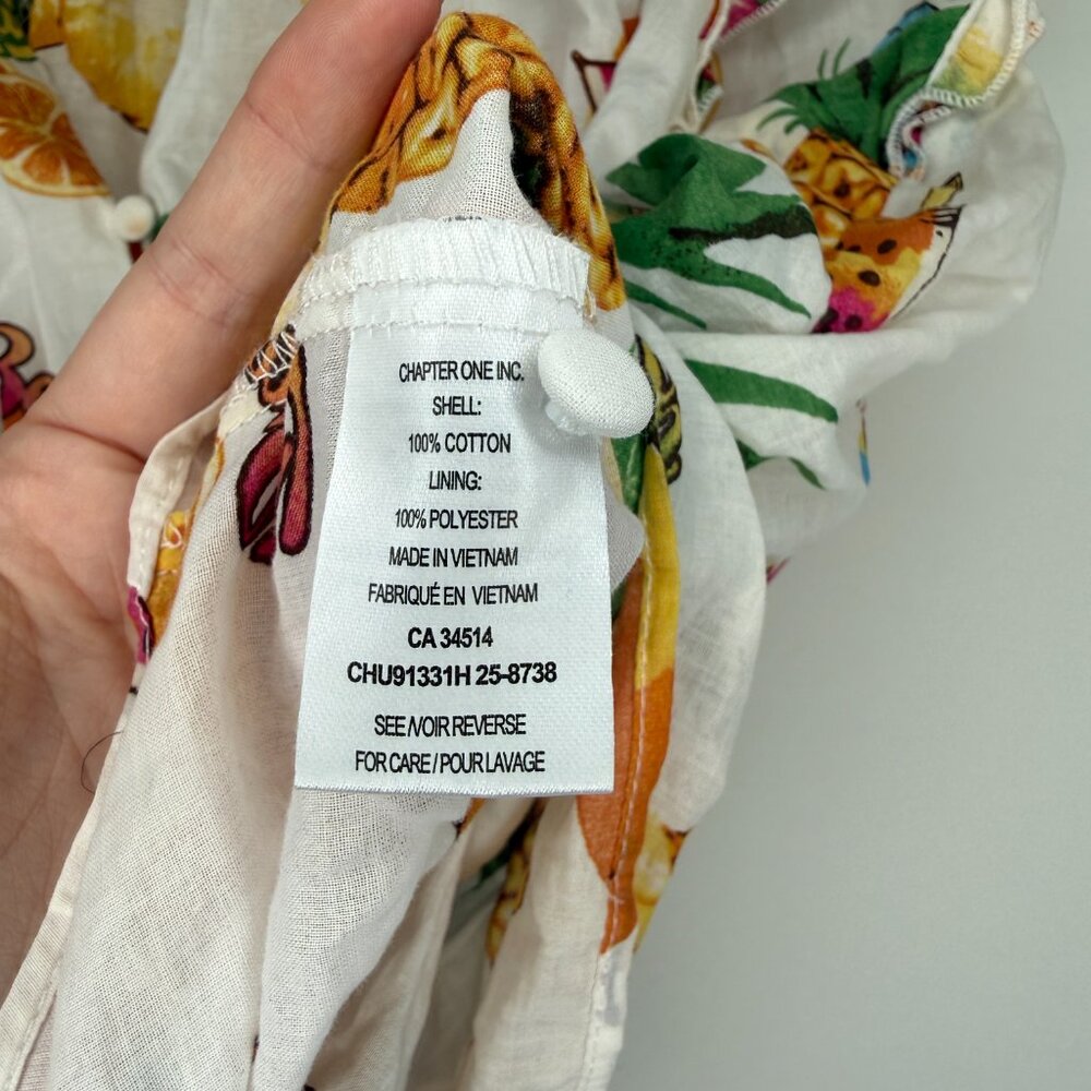 Tropical Pineapple Button Blouse Ruffle Sleeve Ti… - image 6